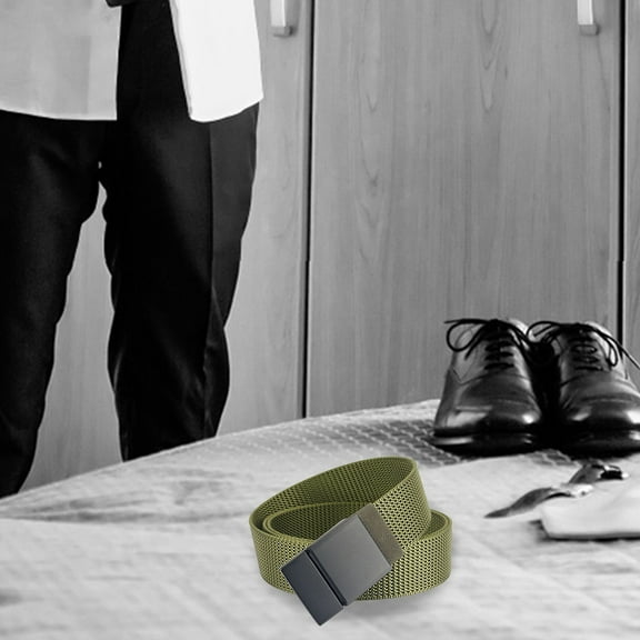 TANGNADE Mens Belts Casual Three Generations Of Metal Plate Buckle Men'S Belt Durable Nylon Belt Green