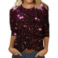 thumbnail image 1 of TANGNADE Mothers Day Women's Sequin T Shirt Design Three Sleeved Round Neck Fashion Top, Gold 3XL, 1 of 3