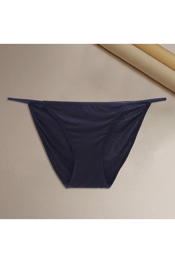 Panties for Women Solid Color Low Rise String Bikini Panty Stretch Briefs Underwear Black