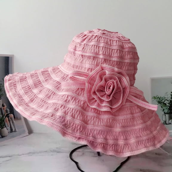 TANGNADE Sun Hats for Women Folding Vintage Outdoor Beach Garden Travelling Summer Hats Hot Pink