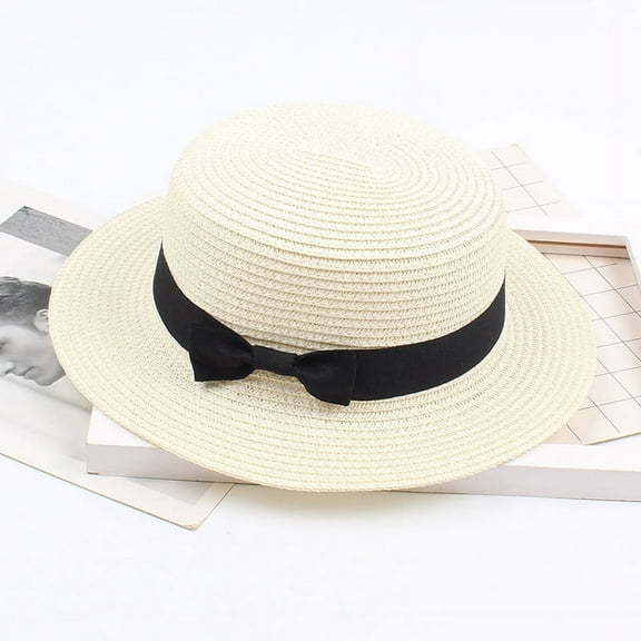 TANGNADE Sun Hats for Women Ladies Women's Summer Solid Hat Top Visor Straw Beach Summer Hats White