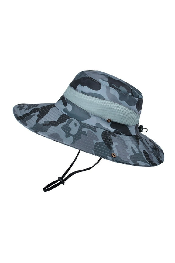 Sun Hats for Women Long Large Wide Brim Mesh Hat Men Outdoor Sports Bucket Cap Hiking Summer Hats Grey