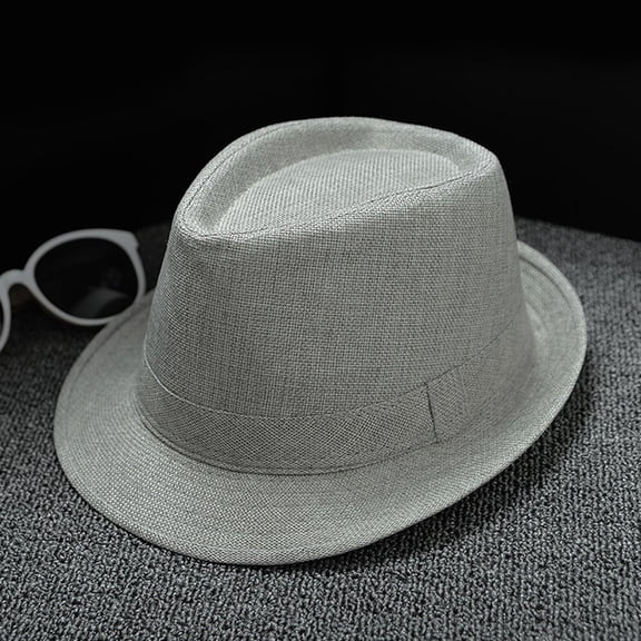 TANGNADE Sun Hats for Women Men And Retro Jazz Hat Soild British Travel Summer Hats Grey