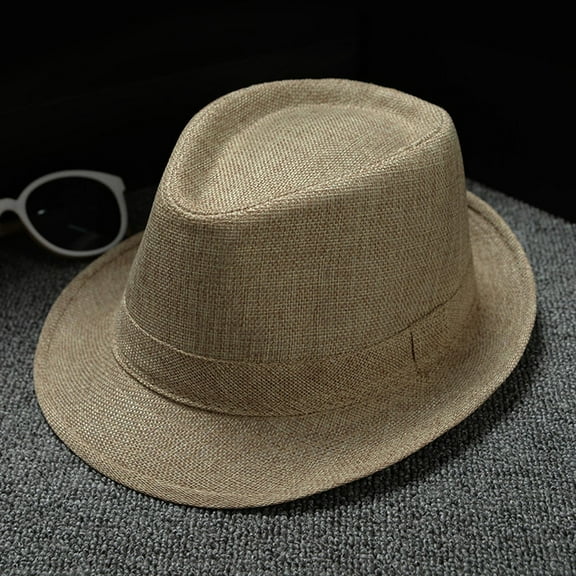 TANGNADE Sun Hats for Women Men And Retro Jazz Hat Soild British Travel Summer Hats Khaki