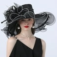 thumbnail image 1 of TANGNADE Sun Hats for Women Street Photography Flower Visor Hat Fashion Personality Good Wear Big Brim Travel Outing Curly Edge Summer Hats Black, 1 of 3