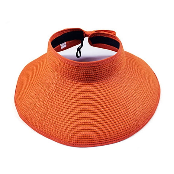 TANGNADE Sun Hats for Women Visor Wide Brim Roll Up Ponytail Summer Beach Hat UPF Packable Foldable Travel Summer Hats Orange