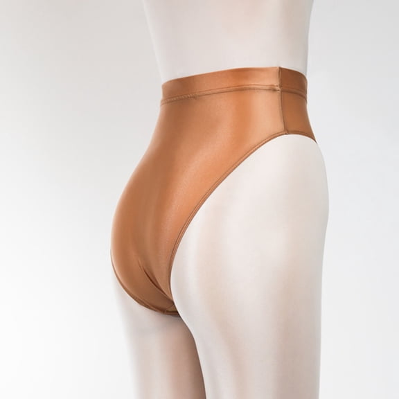 TANGNADE Super Thin Shiny High Waisted Briefs Sexy and Smooth, Brown XL