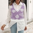 thumbnail image 1 of TANGNADE Sweater Vest for Women Cartoon Short Uniform Knit Womens Mushroom Plaid V Neck Sleeveless Preppy Style Vintage Tank Tops Purple S, 1 of 6