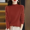 thumbnail image 1 of TANGNADE Sweaters for Women Women's Semi Turtleneck Sweater Long Sleeve Solid Color Pullover with A Base Shirt Autumn And Winter Warm Loose Sweater Red S, 1 of 5