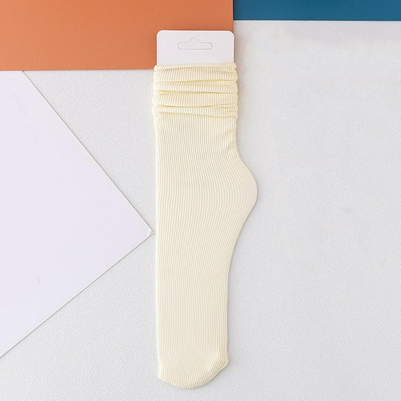 TANGNADE Thigh High Compression Socks Women 24 Color Ice Summer Thin Cool Feeling All The Fashion Mid Tube Stockings Velvet Breathable Pile 1PC Socks Beige