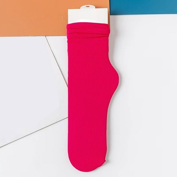 TANGNADE Thigh High Compression Socks Women 24 Color Ice Summer Thin Cool Feeling All The Fashion Mid Tube Stockings Velvet Breathable Pile 1PC Socks Hot Pink