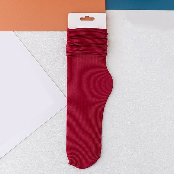 TANGNADE Thigh High Compression Socks Women 24 Color Ice Summer Thin Cool Feeling All The Fashion Mid Tube Stockings Velvet Breathable Pile 1PC Socks Red