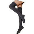 thumbnail image 1 of TANGNADE Thigh High Compression Socks Women Adult Knitting Solid Color Knee-High Cotton Fashion Long Stockings Socks Dark Gray, 1 of 2