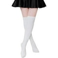 thumbnail image 1 of TANGNADE Thigh High Compression Socks Women Adult Knitting Solid Color Knee-High Cotton Fashion Long Stockings Socks White, 1 of 2