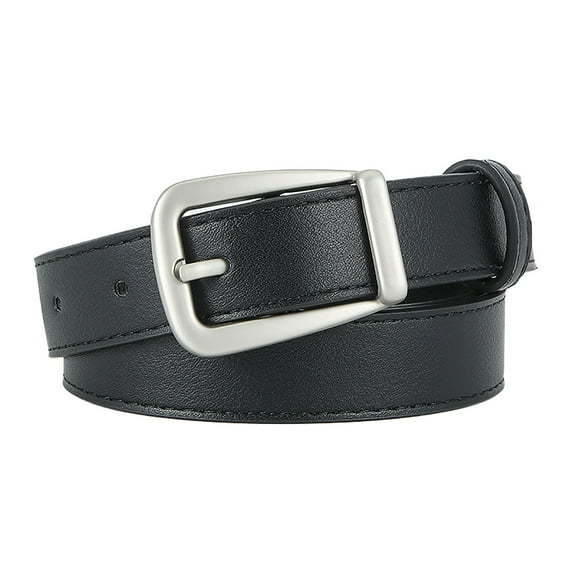 TANGNADE Thin Belts For Women Plain Buckle Belt Solid Color With Pin Adjustable Length Waistband Belt Black
