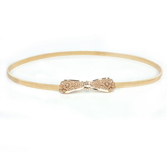 TANGNADE Thin Belts For Women Skinny Metal Slim Fit Chain Gold Silver Stretch Fashion Dress Belt Gold