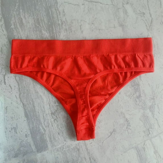 TANGNADE Thongs for Women High Waisted Bikini Underwear Smooth Hipster Breathable Ladies Panties Red