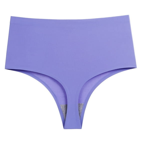 TANGNADE Thongs for Women High Waisted No Show Underwear Seamless Rise Panties Purple