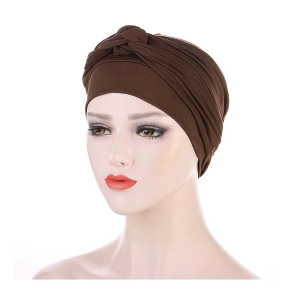 TANGNADE Turbans for Women Chemo Cancer Head Hat Cap Ethnic Bohemian Pre-Tied Twisted Braid Hair Cover Wrap Turban Headwear Summer Hats Coffee