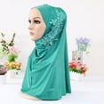 thumbnail image 1 of TANGNADE Turbans for Women Hijab Double Loop Slip On Scarf Pull Over Crepe Convenient Shawl Headscarf Summer Hats Blue, 1 of 5