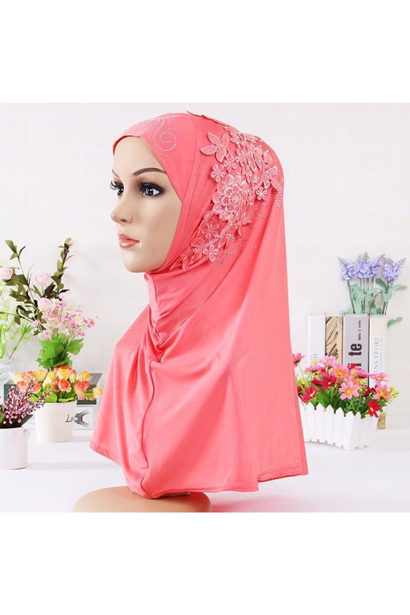Turbans for Women Hijab Double Loop Slip On Scarf Pull Over Crepe Convenient Shawl Headscarf Summer Hats Wine Red
