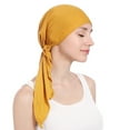 thumbnail image 1 of TANGNADE Turbans for Women India Beading Muslim Stretch Turban Hat Cotton Hair Tail Head Scarf Wrap Summer Hats Yellow, 1 of 4
