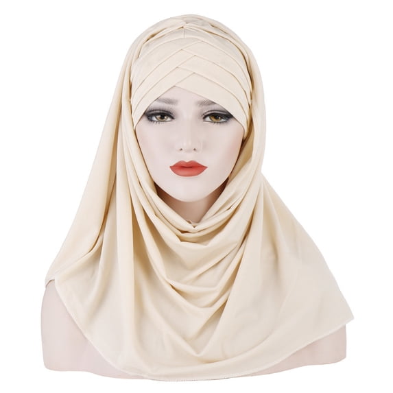 TANGNADE Turbans for Women India Hat Muslim Ruffle Cancer Chemo Beanie Turban Wrap Cap scarf Shawl Summer Hats Beige