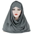 thumbnail image 1 of TANGNADE Turbans for Women India Hat Muslim Ruffle Cancer Chemo Beanie Turban Wrap Cap scarf Shawl Summer Hats Grey, 1 of 2