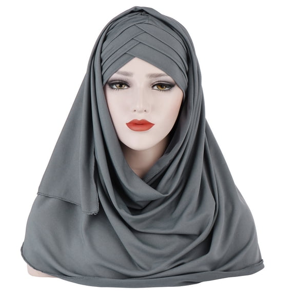 TANGNADE Turbans for Women India Hat Muslim Ruffle Cancer Chemo Beanie Turban Wrap Cap scarf Shawl Summer Hats Grey