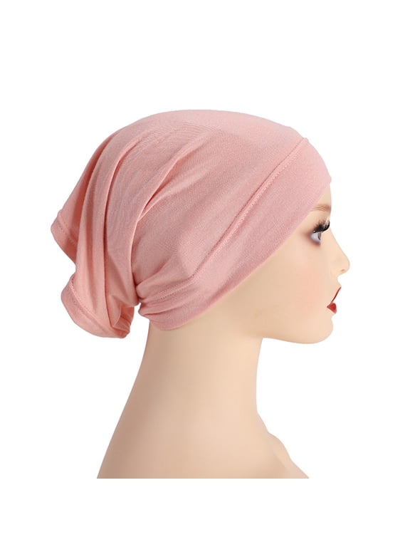 Turbans for Women Slip On Pre Tied Head Scarves Headwear Turban Caps Wrap Headscarf Girls Cap Summer Hats Pink