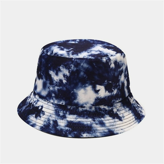 TANGNADE Visor Hats for Women Male's And Female's Casual Fisherman's Hat 3D Printed Pattern Tie Dye Double Basin Outdoor Summer Hats Dark Blue