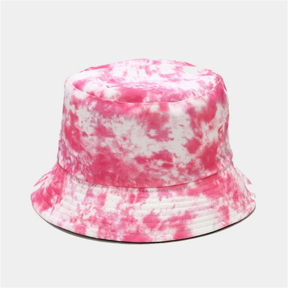 TANGNADE Visor Hats for Women Male's And Female's Casual Fisherman's Hat 3D Printed Pattern Tie Dye Double Basin Outdoor Summer Hats Hot Pink