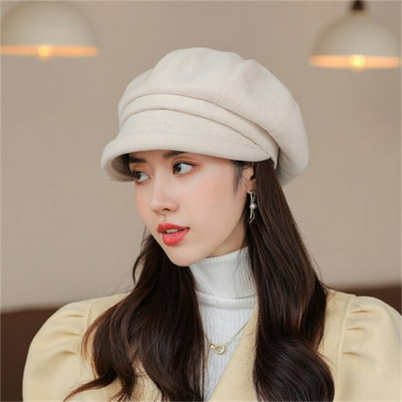 TANGNADE Visor Hats for Women Newsboy Cap Beret Soft Panels Vintage Cabbie Hat Girls Summer Hats White