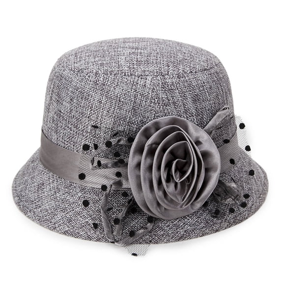 TANGNADE Visor Hats for Women Vintage Flowers Bucket Cloche Bowler Hat Church Wedding Dress Fascinator Winter Fedoras Summer Hats Grey