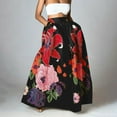thumbnail image 1 of TANGNADE Women Bohemian Floral Print Skirt High Waist Party Beach Pocket Long Maxi, Black M, 1 of 4