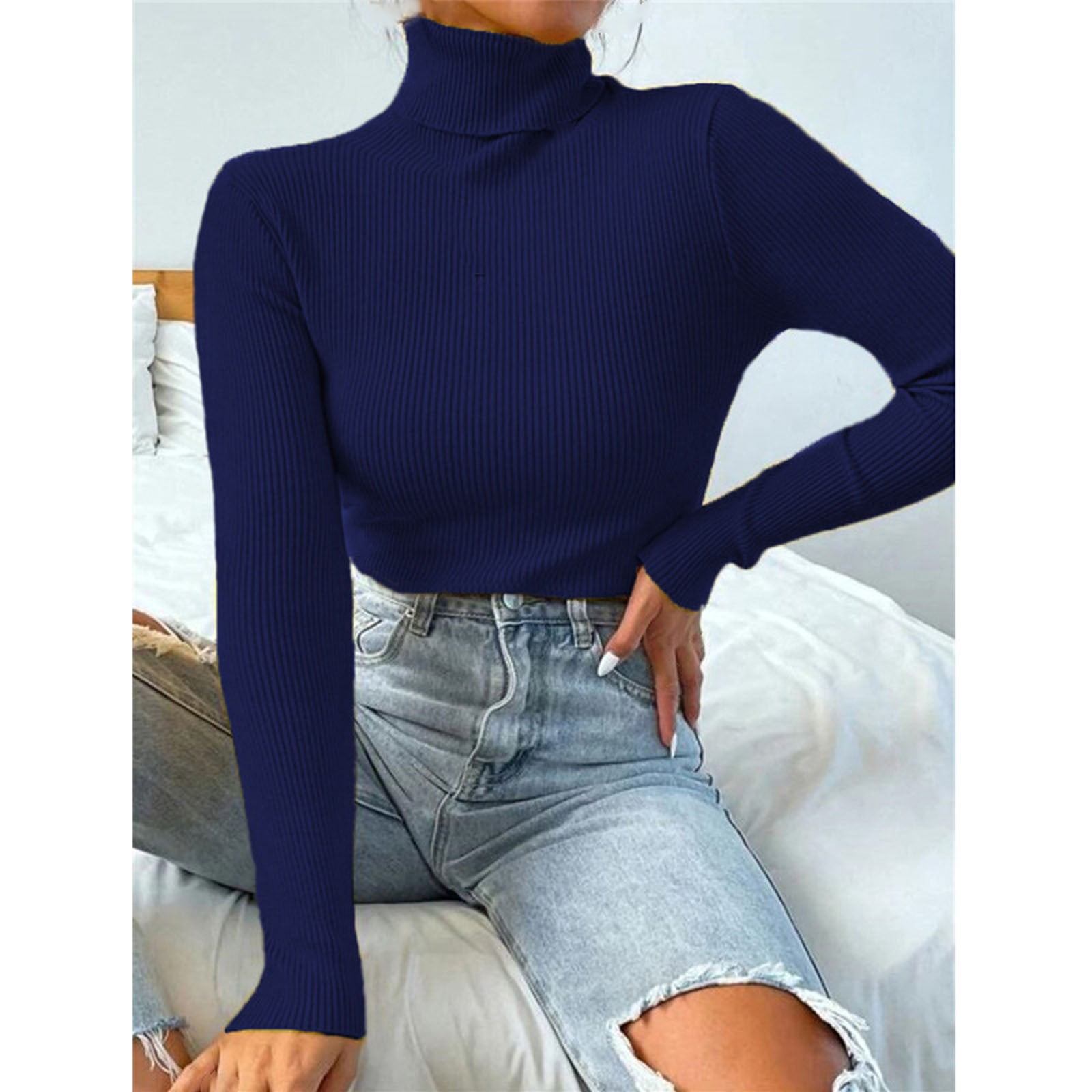 Solid Knit Turtleneck Top main image 0