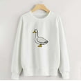 thumbnail image 1 of TANGNADE Women Outerwear Sweatshirt Goose Print Pattern Fashionable Casual Round Neck Sweater Loose Fitting Pullover for Women Goose Womens Sweater White M, 1 of 3