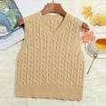 thumbnail image 1 of TANGNADE Women Solid Color V-Neck Sweater Vest Casual Print Sleeveless V Neck Ribbed Knit Split Pullover Vest Blouse Khaki XL, 1 of 4