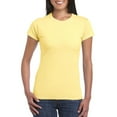 thumbnail image 1 of TANGNADE Women's Basic Solid Color Cotton Crew Neck Slim Fit Tunic Short Sleeve T Shirt, A Simple Cotton Soft T-Shirt for Outdoor Yellow XL, 1 of 3