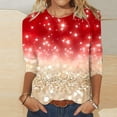 thumbnail image 1 of TANGNADE Women's Daily Sequin Printed Crewneck Top Seven Quarter Sleeve T Shirt Flower Loose, Black XL, 1 of 3