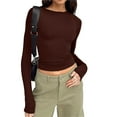 TANGNADE Women’s Long Sleeve Round Neck Crop Top Tee Shirt Basic Solid