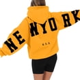 thumbnail image 1 of TANGNADE Women's Long Sleeved Zipperless Back New York U.S.A. Printed Hoodie, Yellow L, 1 of 4