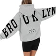 thumbnail image 1 of TANGNADE Women's Long Sleeved Zipperless New York Printed Hoodie with Back, Gray S, 1 of 4