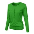 thumbnail image 1 of TANGNADE Women's Round Neck Cardigan Knitted Long Sleeved Large Yards Loose Solid Color Short Sweater Jacket, Green XL, 1 of 4