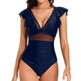 thumbnail image 1 of TANGNADE Womens Bathing Suits One Piece Women's Swimsuit with Chest Pad with out Bracket Cutout Patchwork Color Contrast Strap Cover Swimwear, 1 of 4