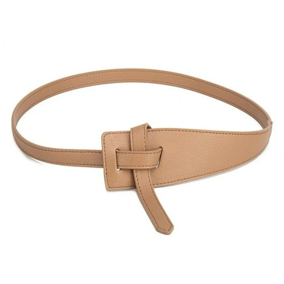 TANGNADE Womens Belts For Dresses Elegant Lady's Full PU Leather Coat Matching Knotted Belt Beige