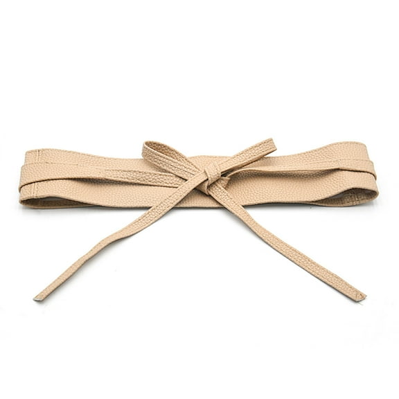 TANGNADE Womens Belts For Dresses Faux Leather Wide Belt Ladies Versatile Bow Tie Clothing Accessories Belt Khaki