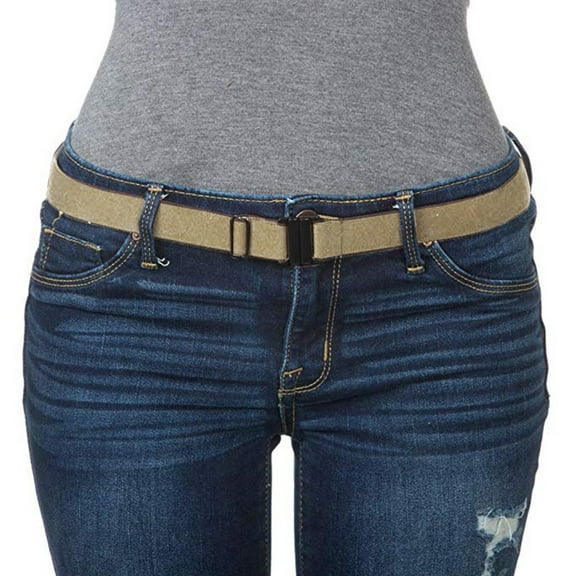 TANGNADE Womens Belts For Dresses Non Slip Backing Flat Buckle Stretch No Belt Adjustable Show Belt Beige