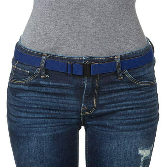 TANGNADE Womens Belts For Dresses Non Slip Backing Flat Buckle Stretch No Belt Adjustable Show Belt Blue