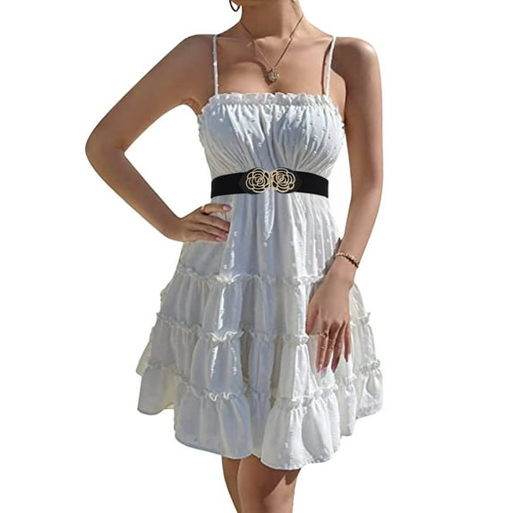 TANGNADE Womens Belts For Dresses Vintage Wide ElasticWaist Belt Dress Waist Buckle Belt Black